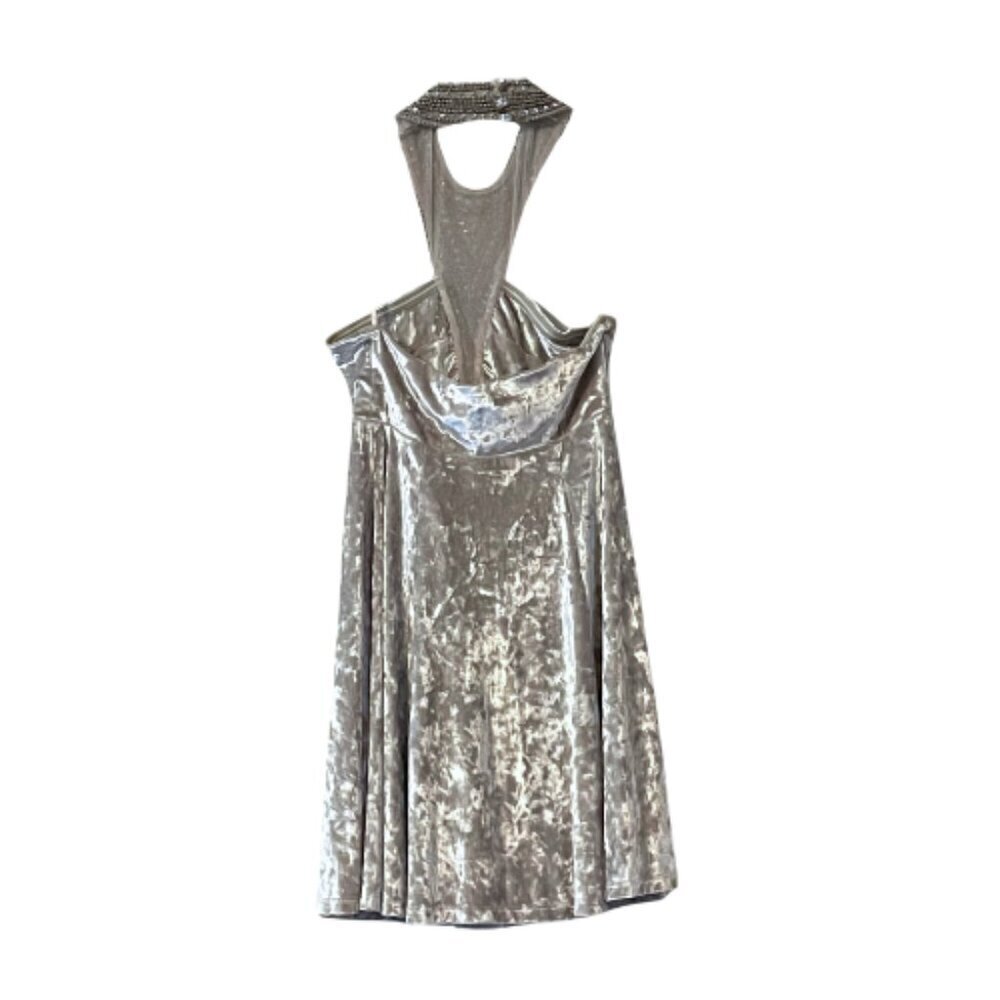 NWT Kimchi Blue Diamondette Embellished Gray Crushed Velvet Babydoll Min… - Picture 5 of 8
